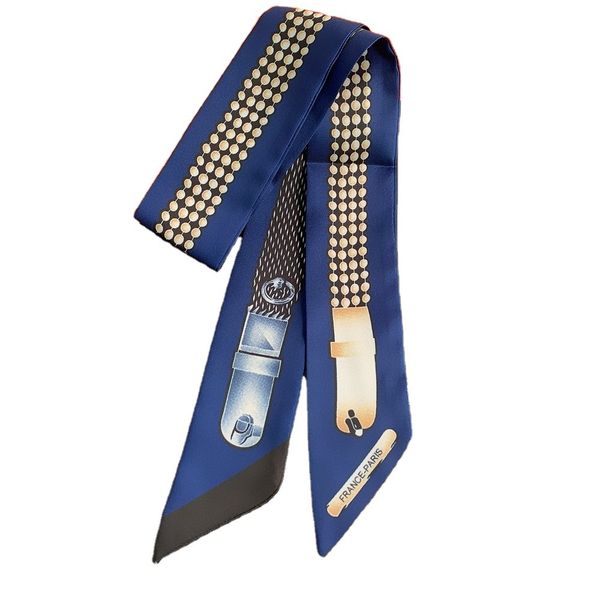 

2021 wholesale brand design women scarf printing printed handbag scarfs neckties hair bundles polyester material as gift, Blue;gray