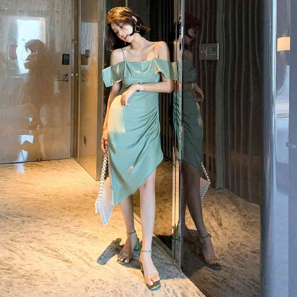 

arrival sleeveless female with v-cleavage fashion comfortable elegant party girdle asymmetric dress, Black;gray