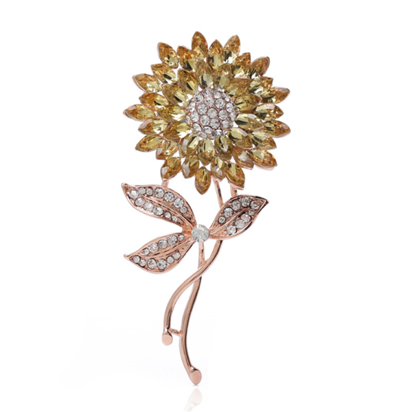 

pins, brooches women's rhinestone crystal pin sunflower brooch luxury corsage wedding dress fashion jewelries christmas gift for girlfr, Gray