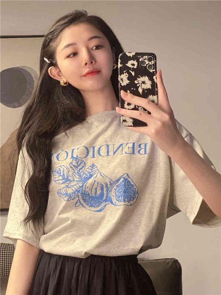 

3 size -xl causal letter pattern basic all match fashion summer college wind simple women t-shirts 210522, White
