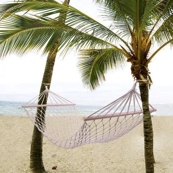 

6.5ft traditional cotton rope hammock with hanging hardware camp furniture