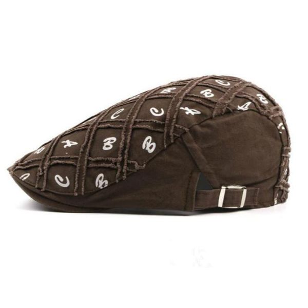 

visors which in shower casual washed cotton letter men beret adjustable plaid sboy hat spring summer women flat cap male, Blue;gray