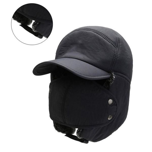 

cycling caps & masks warm fleece mask military hat mens winter outdoor windproof and mountaineering fishing hunting, Black