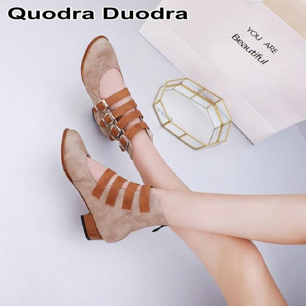 

dress shoes cut out gladiator 2021 autumn women pumps woman chunky round toe buckle strap casual office size 34-43, Black