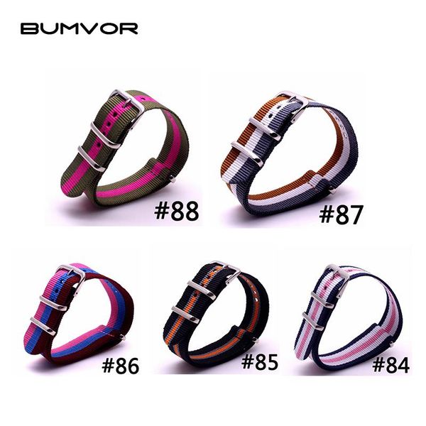 

watch bands 20mm multi-color uniform multi-function diver strap sports bracelet nylon wrist, Black;brown