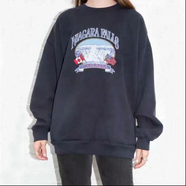 

women embroidery oversized sweatshirt long sleeve pullover, Black