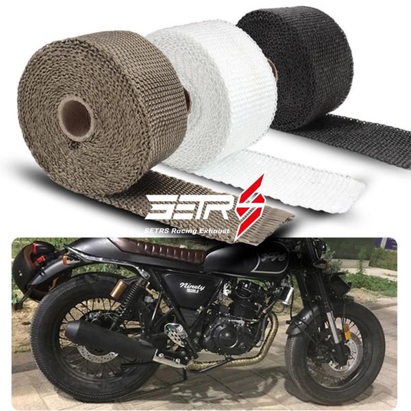 

motorcycle 10cm titanium thermal exhaust heater pipe tape heat insulating resistant wrap fireproof cloth roll with 4 steel ties