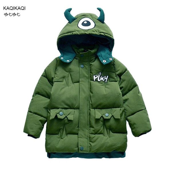 

coat boys girls cotton-padded winter cartoon jacket kids warm outerwear children's midi parkas baby hooded clothing 3-7y, Blue;gray
