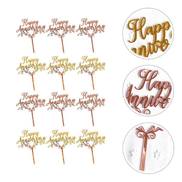 

other festive & party supplies 12pcs acrylic cake ers happy anniversary dessert po props