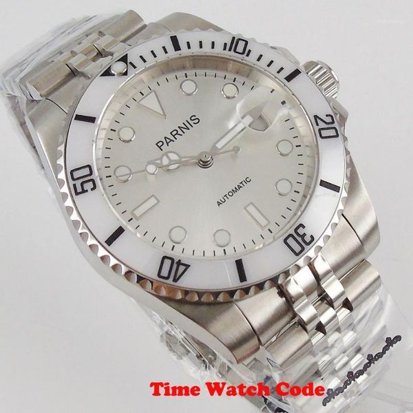 

40mm automatic men's wristwatch silver dial sub sapphire glass jubilee bracelet date window luminous hands magniifer wristwatches, Slivery;brown