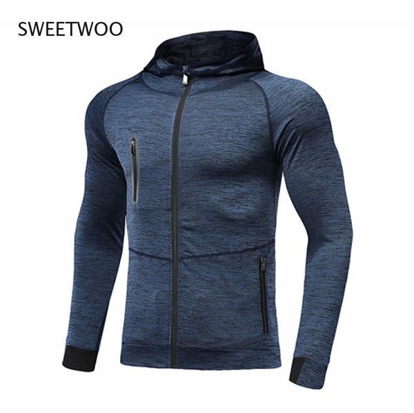 

running jackets men hoodie quick dry sports coat for training athletics gym zipper casual jogging, Black;red