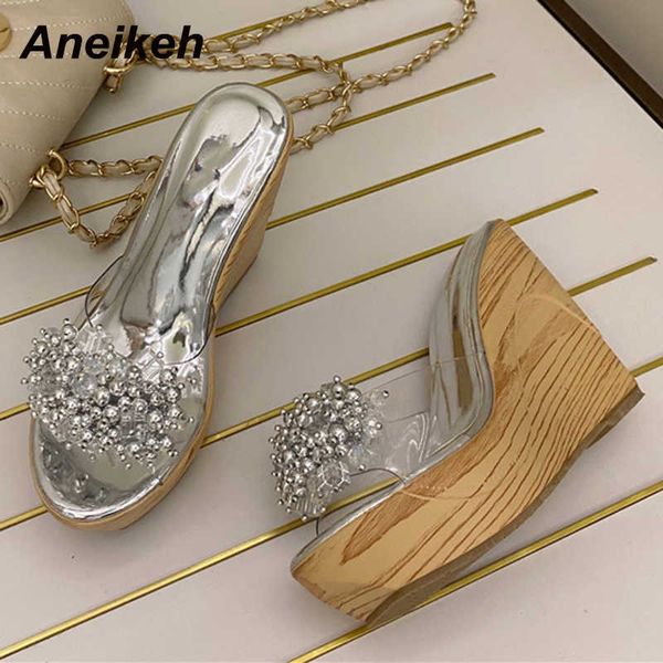 

aneikeh summer women shoes highheels rivet metal decoratio patchwork round toe fashion punk wedges sandals size 34-39 210615, Black