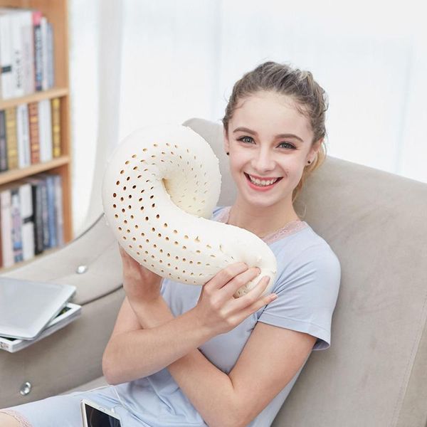 

pillow flc natural latex massage memory soft u shape neck car flight travel nursing cushion headrest 20