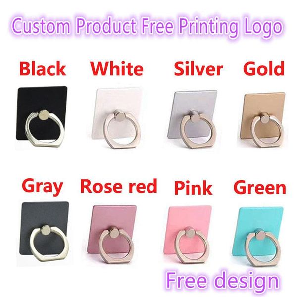

300pcs customized products print logo mobile phone holder plastic base metal ring finger gold bag pack cell mounts & holders