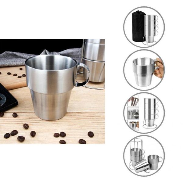 

mugs 1 set excellent beer cup smooth surface rust-proof portable dual-wall heat insulated cups