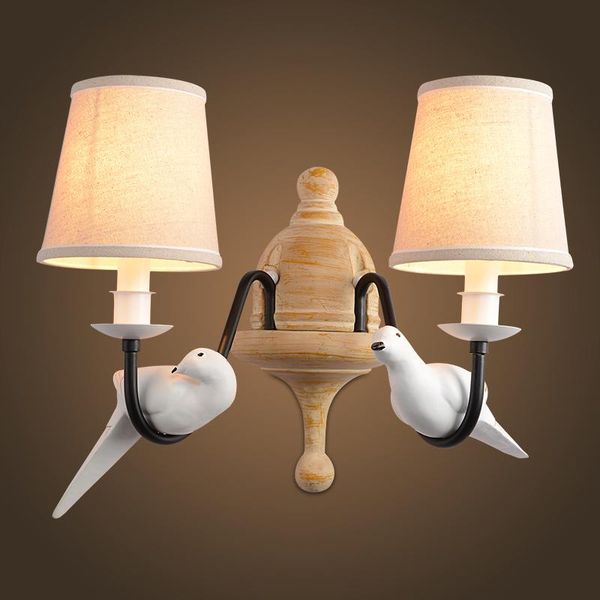 

wall lamp nordic modern e14 led resin fabric sconce bird shape metal painting for home lighting aisle corridor light