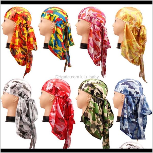 

camo durag bandanas headband hats for women men do doo du rag hat wave long tail pirate turban head cover cap rkvun gryfx