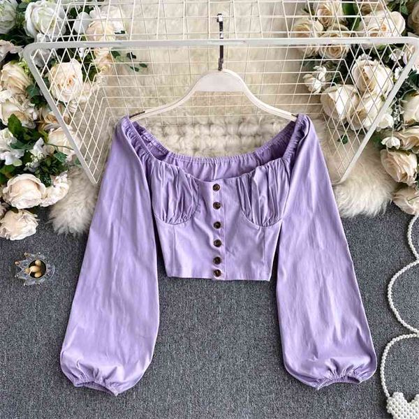 

women's big v-neck leaky shoulder short leaking waist all-match shirt women hk095 210507, White