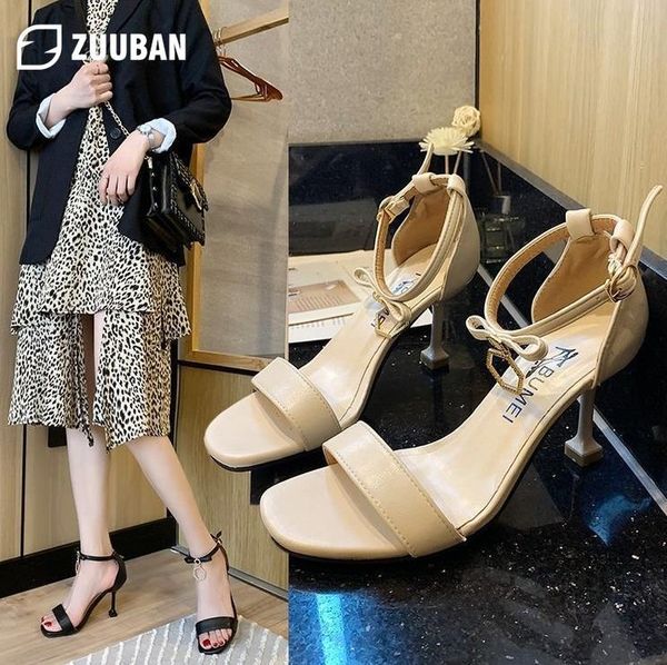 

dress shoes women's sandals fashion one-word buckle summer all-match high heels stiletto black women zapatos mujer