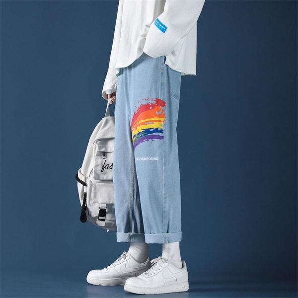 

baggy men's pants jeans for men trousers casual wide leg oversize, Blue