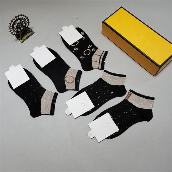 

variety styles ankle socks ladies fitness sports sock letter printed hosierys hosiery with box, Black