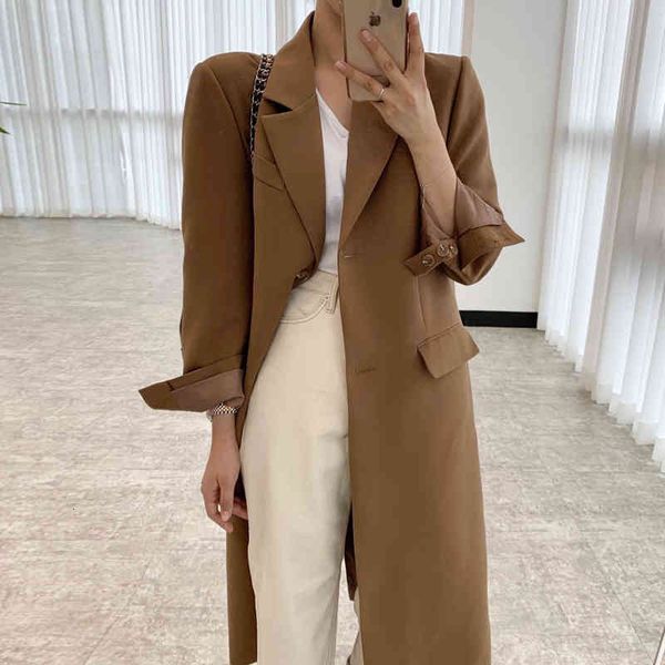 

women's suits & blazers female chic korean woman suit solid temperament fashion two buttons loose stright xl length female blazers outw, White;black