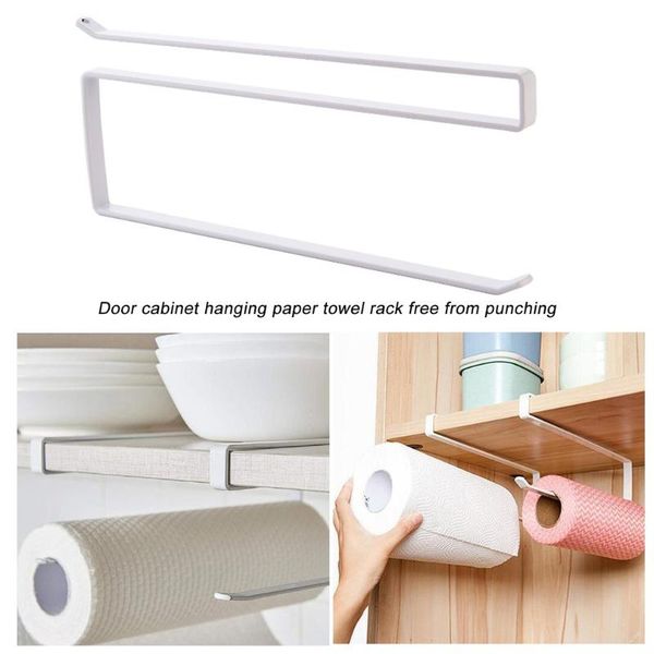 

adjustable door cabinet hanging paper towel rack saving space wrought iron partition layer storage roll holder kitchen & organization