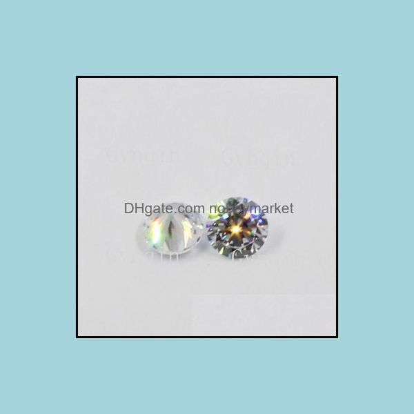 Loose Gemstones Jóias 10 pçs / lote M-7,5mm Cubic Zirconia Hine Cut Simated Diamante Rodada CZ Pedras Drop Gotas 2021 WFS3C