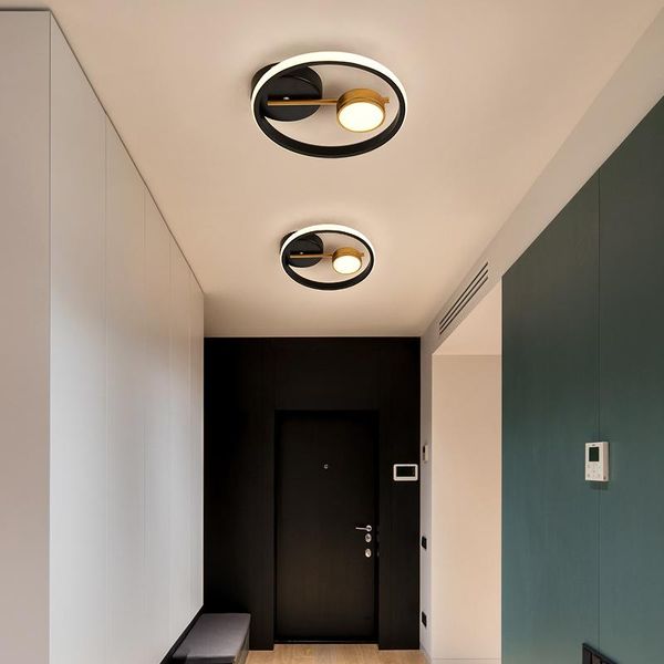 

ceiling lights modern led round lamp simplicity metal black gold corridor aisle light for entrance balcony home decoration fixtures