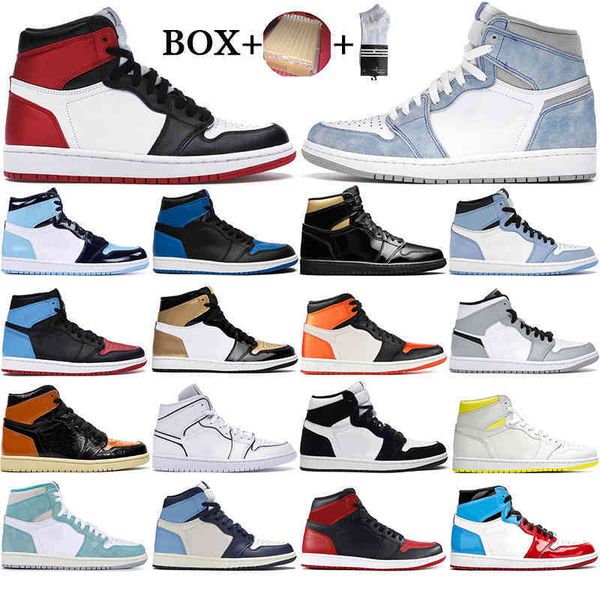 

2021 with box mens 1 high og basketball shoes 1s banned university blue chameleon hyper royal 3 unc sports sneakers eur 36-45
