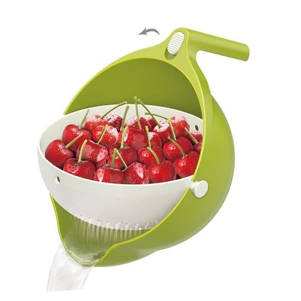 

storage baskets double drain basket bowl rice washing kitchen sink strainer noodles vegetables fruit gadget colander