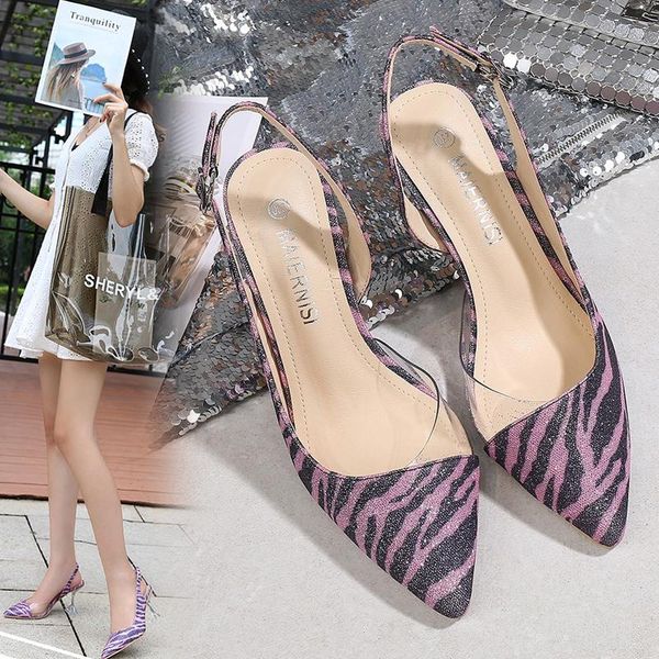 

sandals kang li 2021 spring and summer pointed toe female stiletto buckle with pearl elegant high-heeled shoes ..., Black
