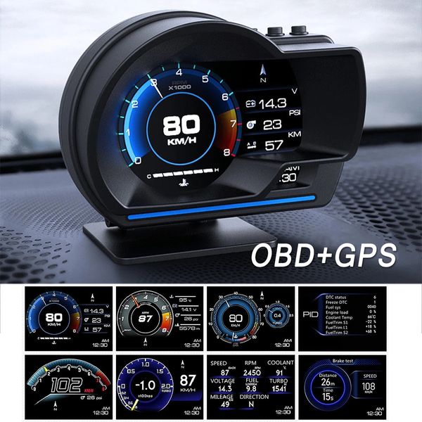 Head Up Display OBD2 + GPS LED a colori Navigazione HUD Speed Warning Speedmeter Kits