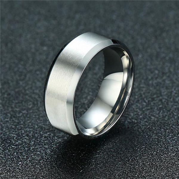 

modyle 2021 fashion 8mm silver color men stainless steel wedding couple ring never fade cluster rings, Golden;silver