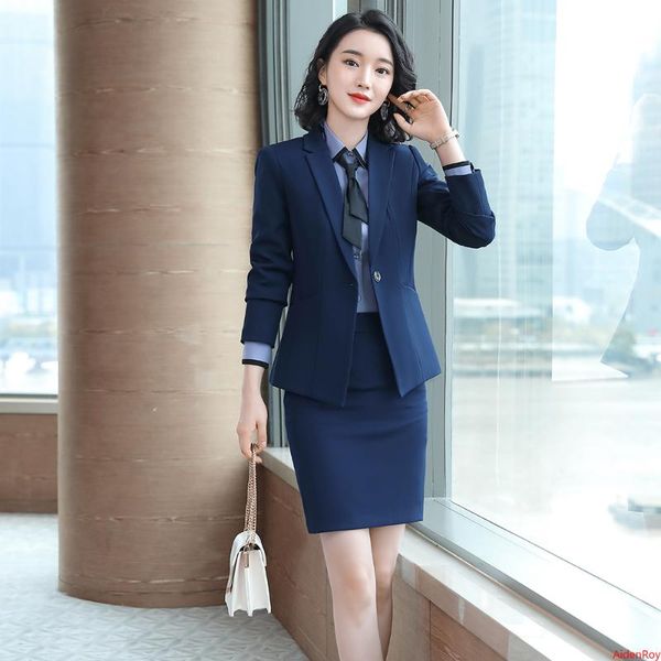 

two piece dress s-5xl plus size autumn and winter black elegant designer formal women jacket blazer skirt set suit 2 pieces office clothings, White