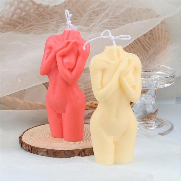 

craft tools clap hands size silicone body female candle mold pray posture aroma column 3d stereo handmade art nude decor lady plaster