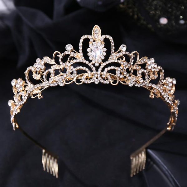 

hair clips & barrettes trendy crown jewelry bridal wedding accessories simple alloy diamond dress all-match headpiece for women, Golden;silver