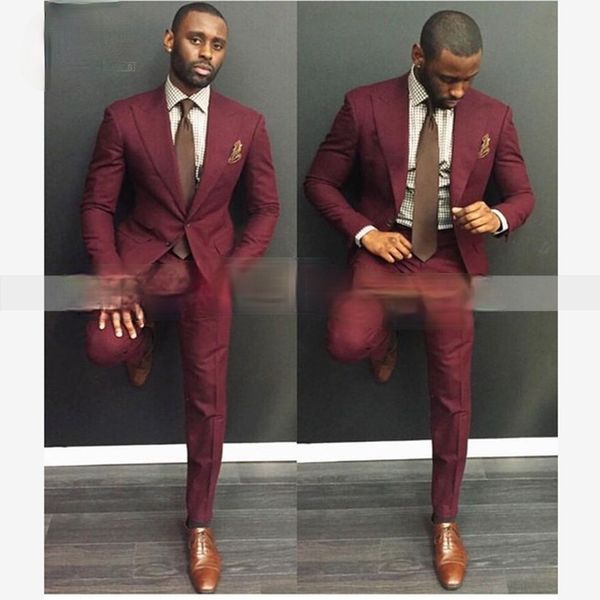 

solovedress (blazer+pants) 2 pieces men suit peak lapel trajes de hombre custom made slim fit fashion prom party, Black