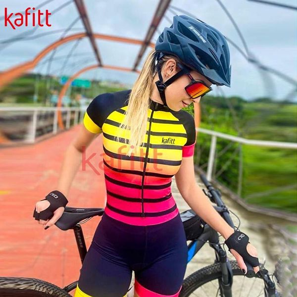 

cafete women triathlon fitness training suit cycling jumpsuit summer breathable striped tight-fitting racing sets, Black;blue
