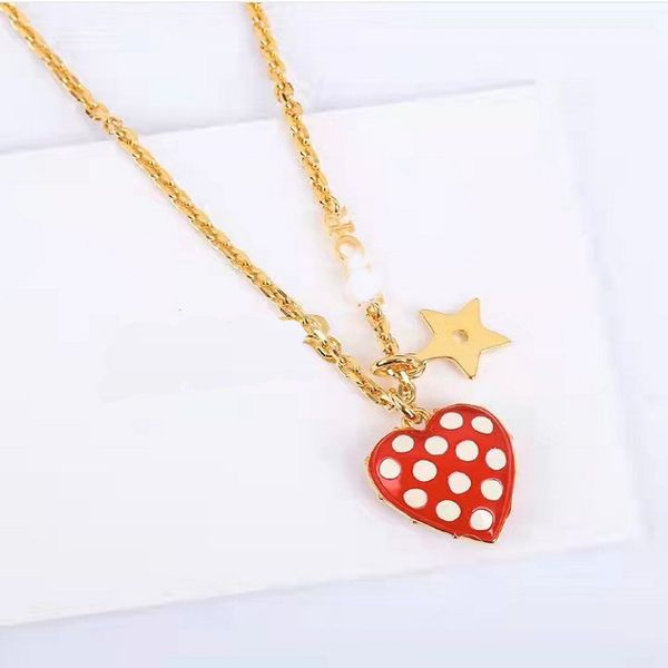 

aaa designer jewelry tanabata gift new love brass letter heart strawberry necklace clavicle chain female 3x1a, Silver