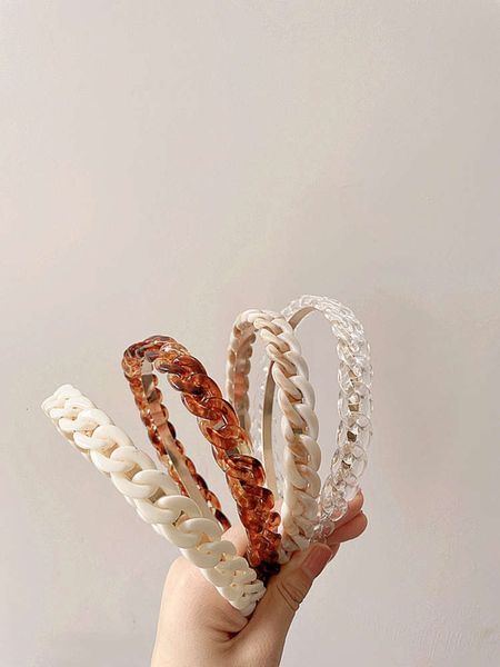 

woven chain simple hoop buckle hairpin, Black;brown