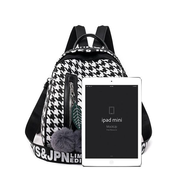 

houndstooth backpack college style school bag 2021 spring fashion all-match female