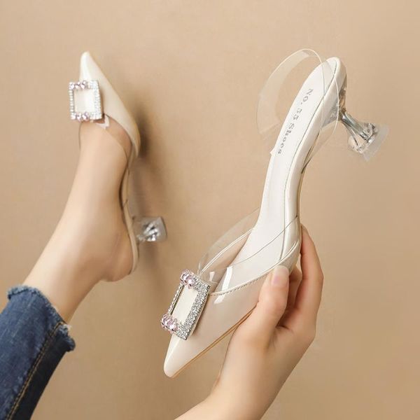 

dress shoes 2021 summer fashion women black 10cm 7.5cm 5.5cm low heels sandals closed toe crystal slingback pump luxury designer party