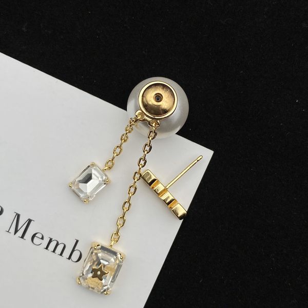 

luxury jewelry family's new letter tassel pearl earrings, Golden