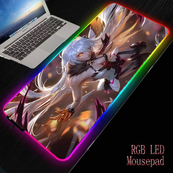 

mouse pads & wrist rests anime girl printed pad gamer led lappc mice natural rubber base deskgame