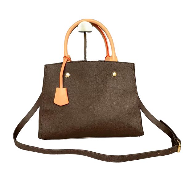 

designer luxury satchel messenger handbag montaigne bag leather strim handles with shoulder strap crossbody bags