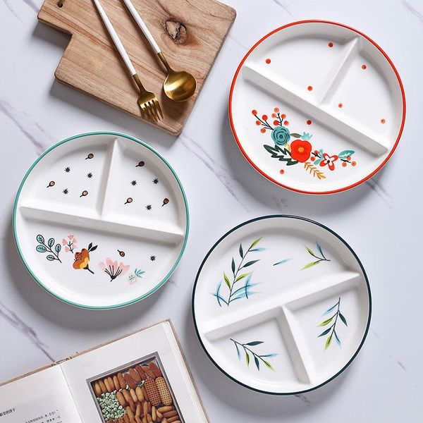 

dishes & plates children's distribution plate ceramic tableware set compartment breakfast home dining cup 48h