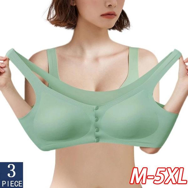 

bras 3pcs plus size for women -5xl seamless bra push up wireless underwear, Red;black