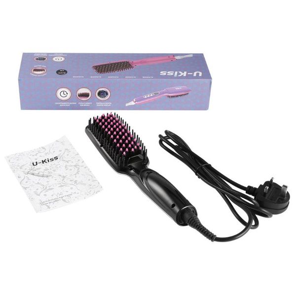 

electric hair brushes u-kiss 50-70w quick heat adjustable temperature ionic technology ion brush lcd display automatic digital straightener