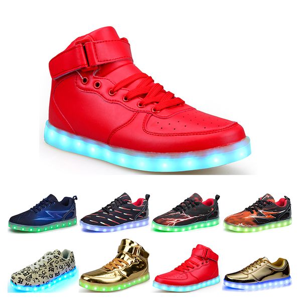 

casual luminous shoes mens womens big size 36-46 eur fashion breathable comfortable black white green red pink bule orange two 15
